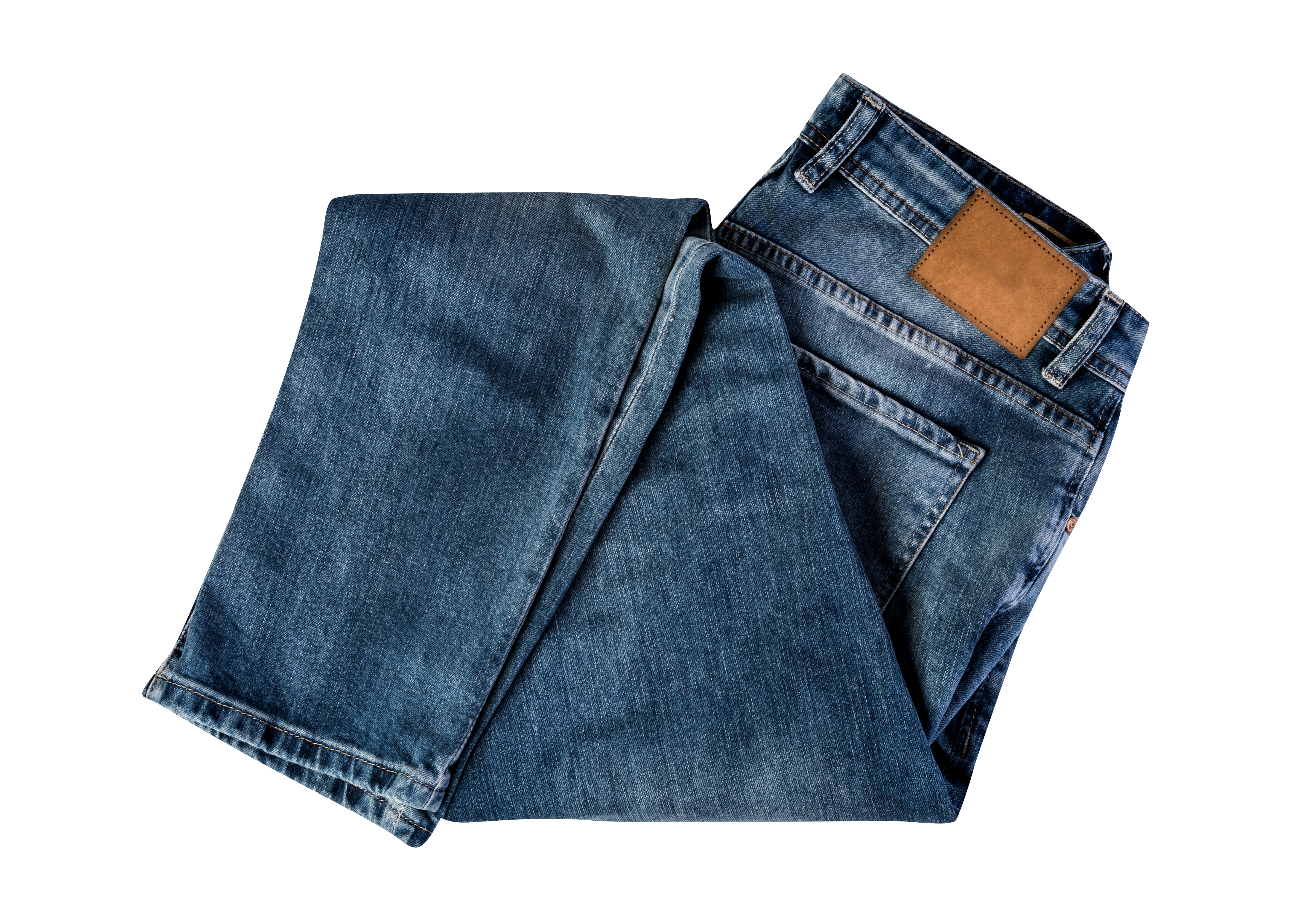 Men's jeans with a leather tag isolated on transparent background PNG |  SimilarPNG, image size:4806x3380