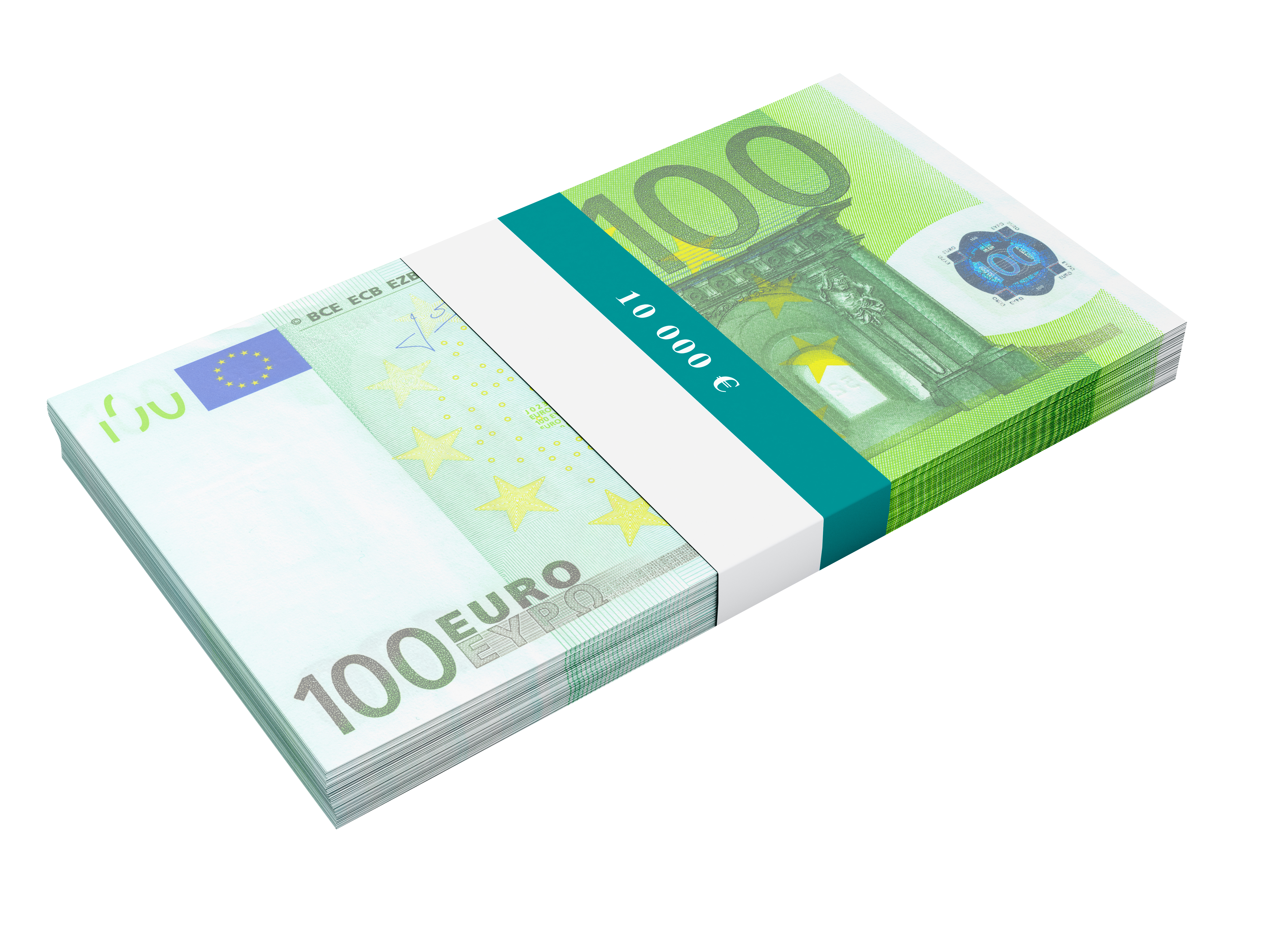 Bundle of 100 euro banknotes bills on transparent background PNG |  SimilarPNG