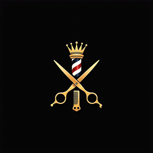 Barber Shop Logo PNG Image with Scissors and Crown