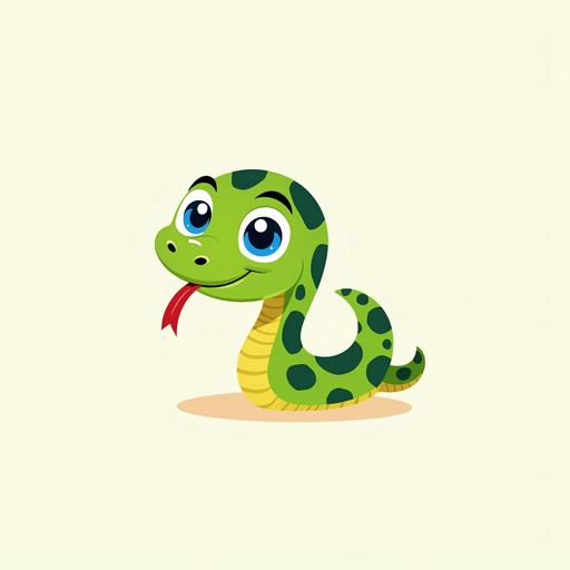 Cute Cartoon Snake PNG with Transparent Background