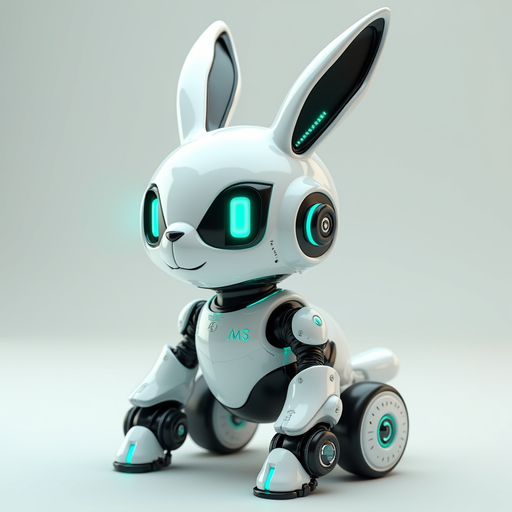 Futuristic Rabbit Robot PNG Image with Transparent Background