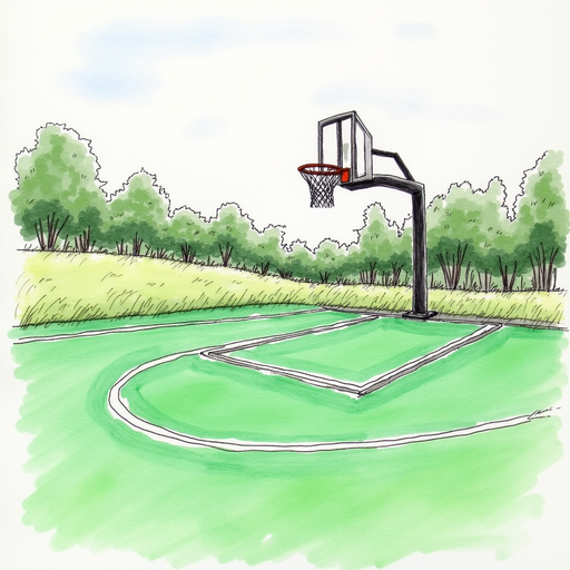 Basketball Court Sketch PNG Image on Transparent Background