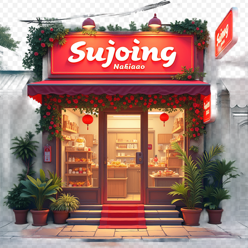 Sujoing Noodles Restaurant PNG Image with a Cozy Entrance