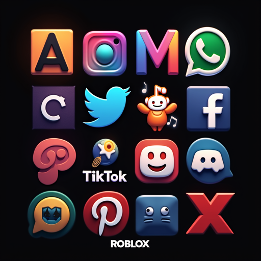 Social Media Icons Transparent PNG with Roblox
