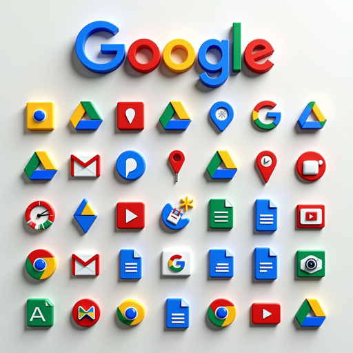 Colorful Google Icons Collection PNG Image with Transparent Background