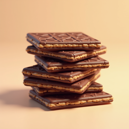 Stack of Chocolaty Cookies on a Brown Background - PNG Image