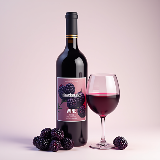 Blackberry Wine Bottle and Glass PNG Image with Transparent Background