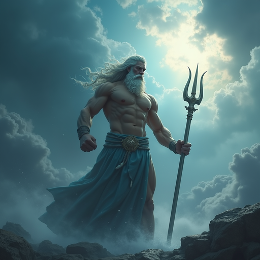 Powerful God Holding a Trident - Fantasy PNG Image