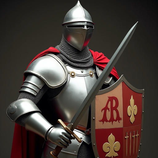 Knight in Armor with Sword and Shield - PNG Image