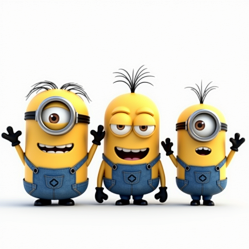Minions PNG Image of Three Characters with Transparent Background