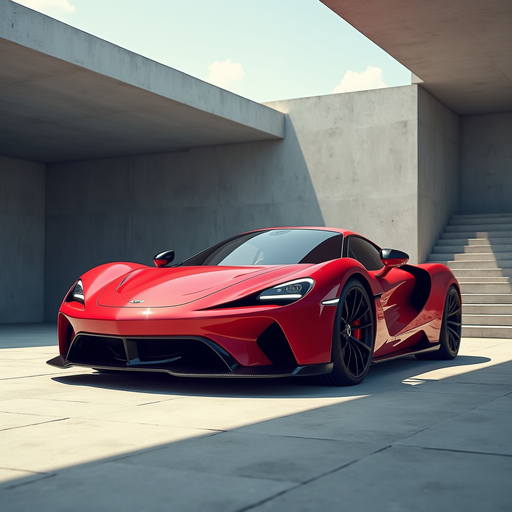 Stunning Red Sports Car PNG Image on Modern Background