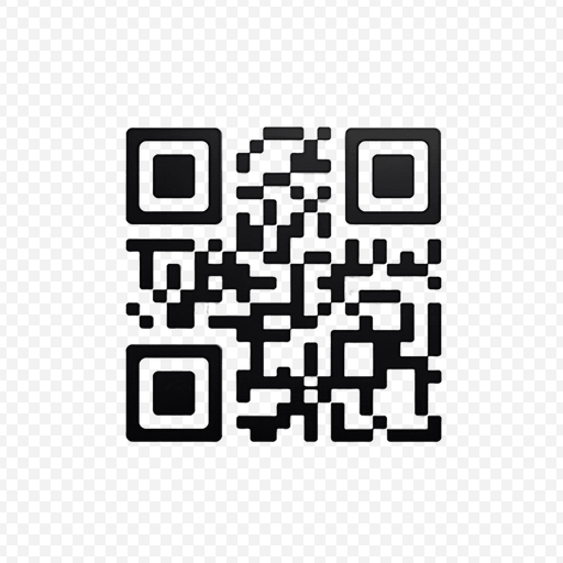 Black QR Code PNG Image with Transparent Background