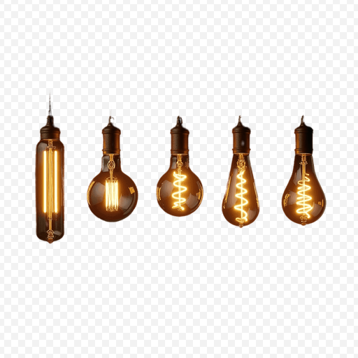 Stylish Vintage Light Bulbs PNG Image with Transparent Background