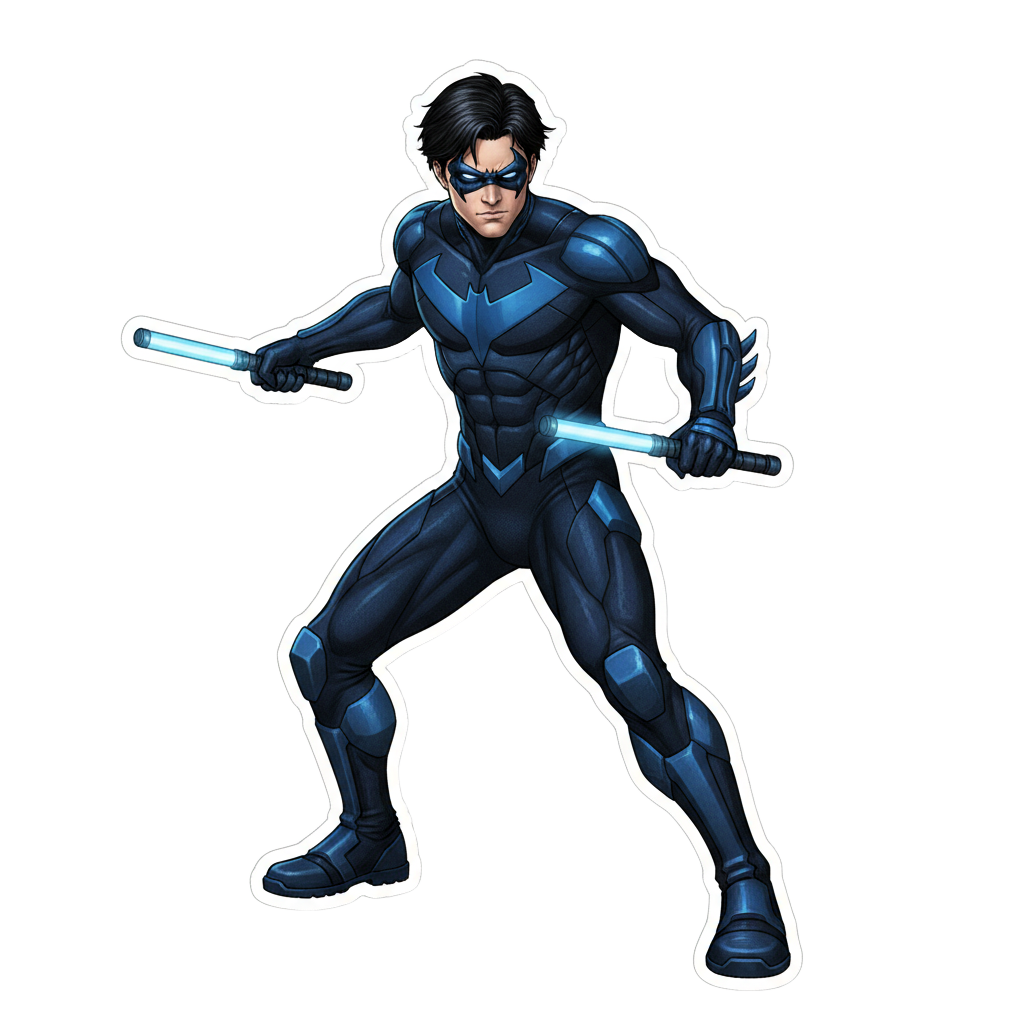 Nightwing: Dynamic Escrima Stick Pose | SimilarPNG, image size:1024x1024