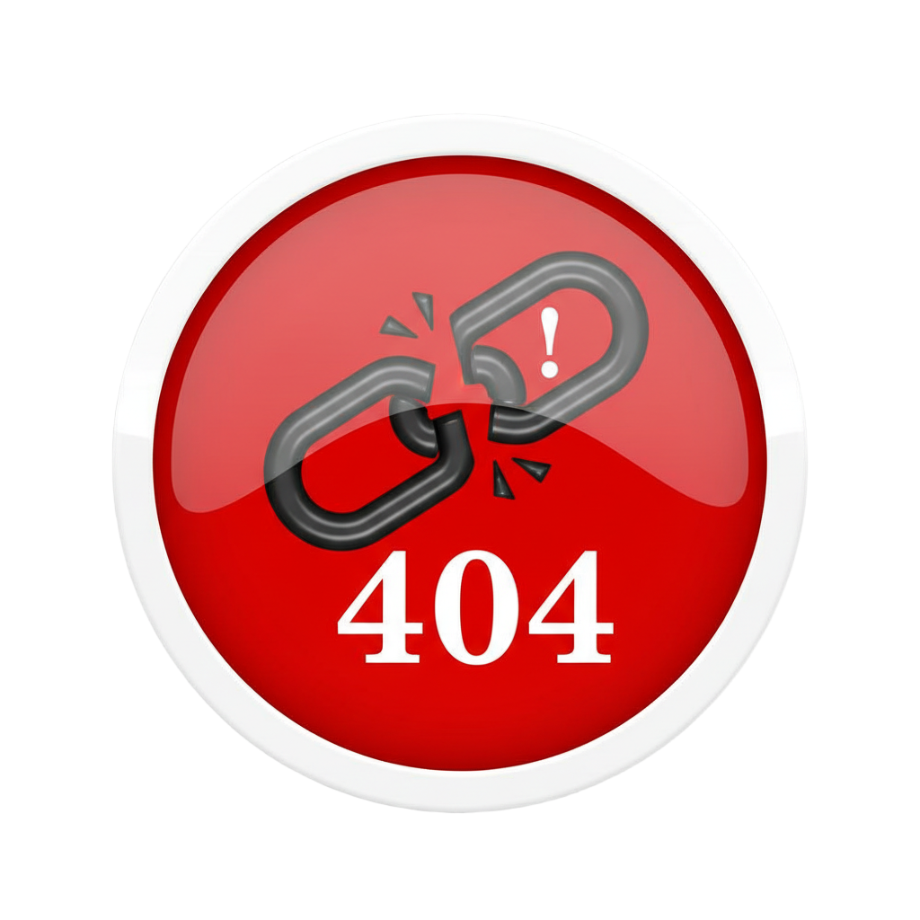 Glossy Red 404 Error Button with Broken Link Icon | SimilarPNG