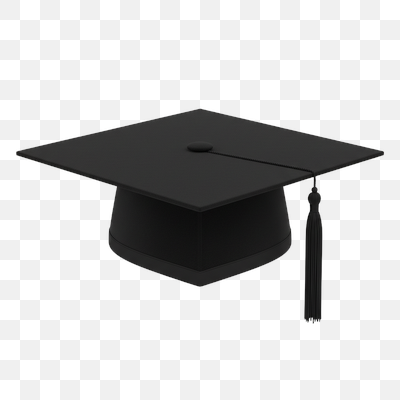 Classic Black Graduation Cap with Tassel on White Background