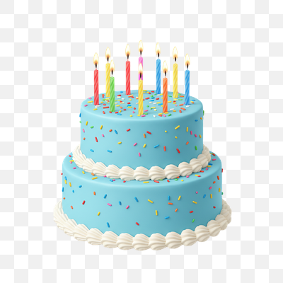 Vibrant Two-Tier Birthday Cake with Lit Candles and Sprinkles