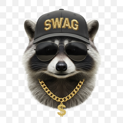 Swag Raccoon with Gold Chain and Sunglasses