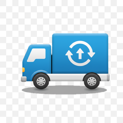 Blue Delivery Truck with Circular Arrow Icon