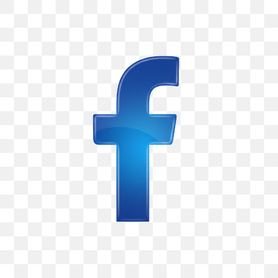 Glossy Blue Facebook 'f' Logo on White Background