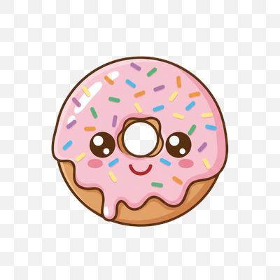 Adorable Pink Sprinkled Donut (Kawaii Style)