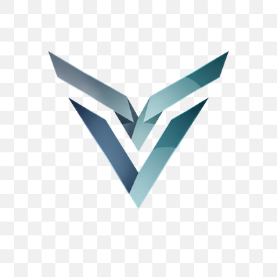 Abstract Geometric V-Shape Logo with Blue and Teal Gradient