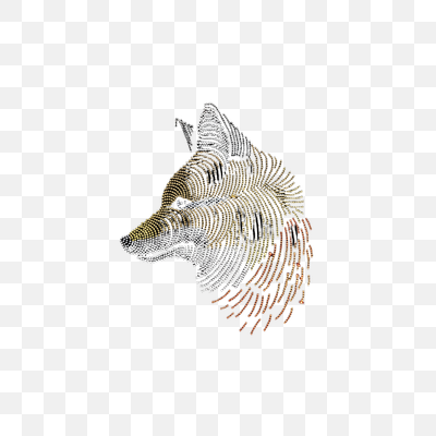 Golden and Silver Rhinestone Fox Profile Art