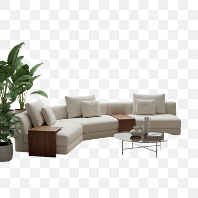 Modern Minimalist L-Shaped Sectional Sofa with Natural Elements