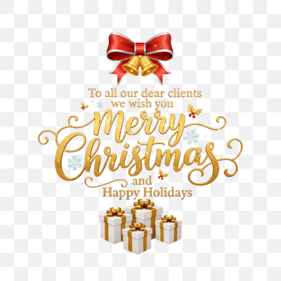 Elegant Gold Merry Christmas and Happy Holidays Client Greeting Card