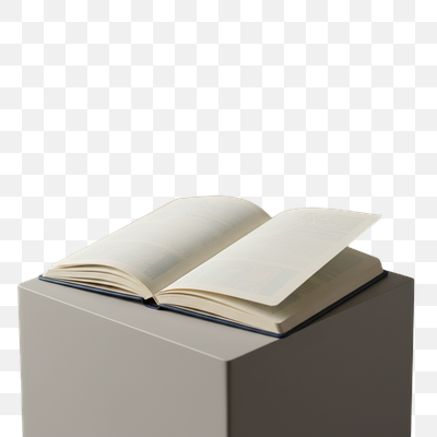Open Book on a Minimalist Grey Pedestal