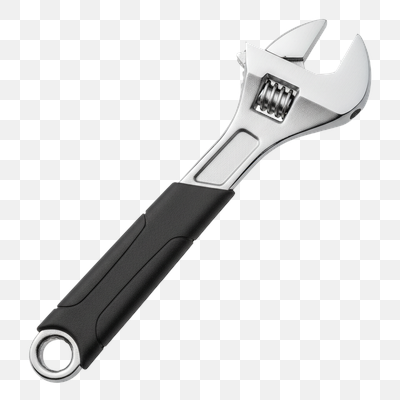 Modern Adjustable Wrench with Black Handle on White Background