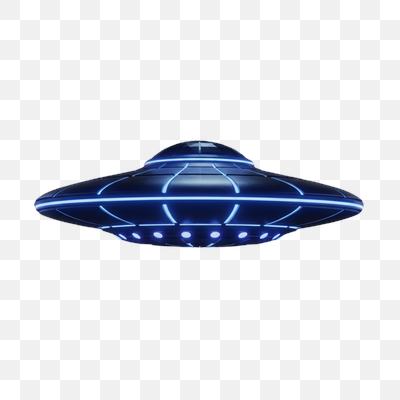 Neon Blue UFO in the Void