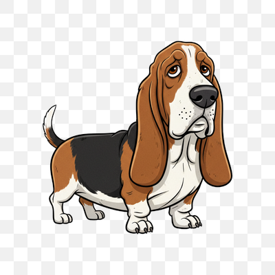 Melancholy Cartoon Basset Hound Illustration