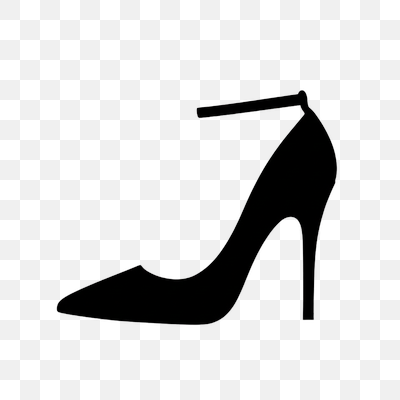 Black High Heel Shoe Silhouette with Ankle Strap