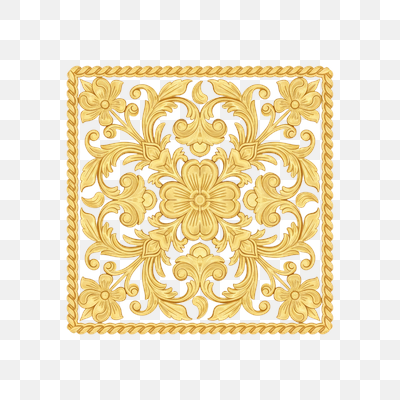 Ornate Golden Floral and Scrollwork Relief with Rope Border
