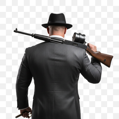 The Enforcer's Stance: Vintage Gangster with Thompson