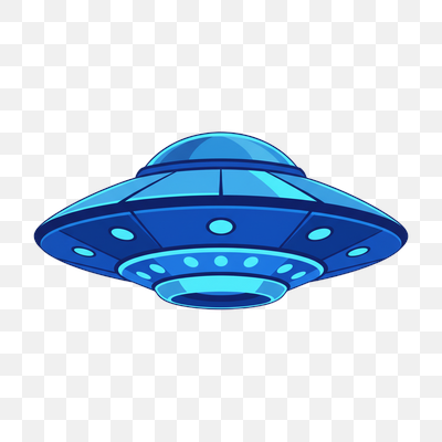 Vibrant Blue Cartoon UFO Illustration