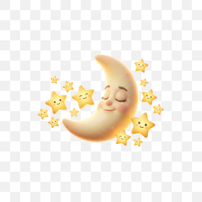 Dreamy Moon and Smiling Stars