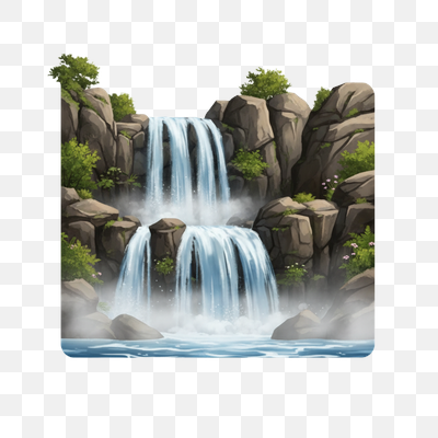 Majestic Two-Tiered Waterfall Amidst Lush Rocks