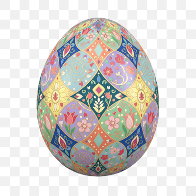 Vibrant Ornate Easter Egg with Floral and Geometric Patterns