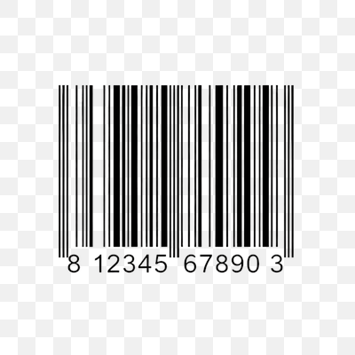 Universal Product Barcode with Numbers on Transparent Background