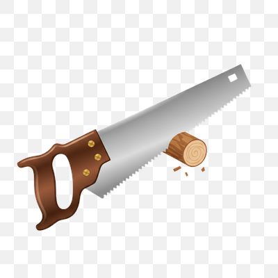 Hand Saw Cutting Wood Log Illustration