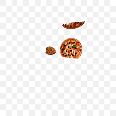 Assortment of Pizzas with Social Media Elements on Black Background