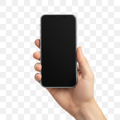 Hand Holding Modern Smartphone with Blank Screen on White Background