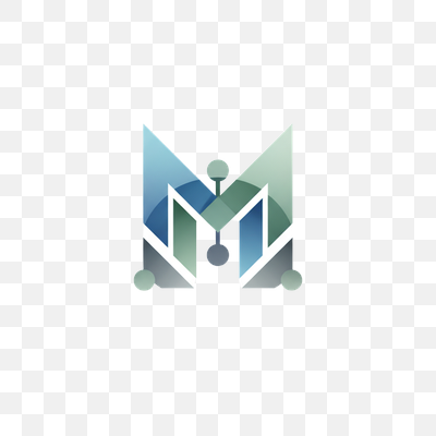 Abstract M Letter Logo with Connected Network Design