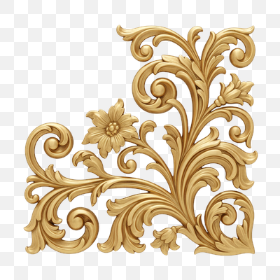 Golden Baroque Floral Corner Ornament