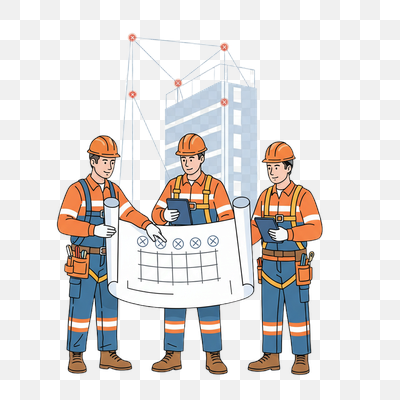 Construction Team Collaborating on Project Plans