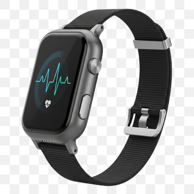 Modern Smartwatch with Heart Rate Display and Black Strap