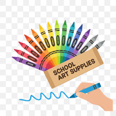 Colorful Crayons and School Art Supplies for Creative Learning