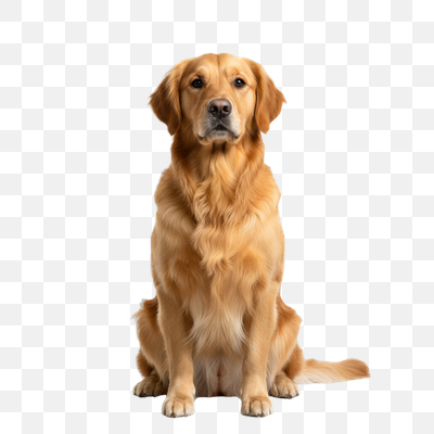 Attentive Golden Retriever Portrait on Transparent Background